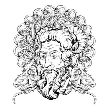 Fantastik ejderha izole vektör el çizilmiş illüstrasyon.