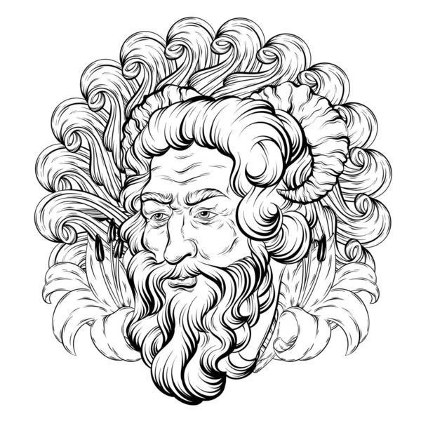 Vektorová ručně vykreslovaná ilustrace Satyr. Kreativní tetování. — Stockový vektor