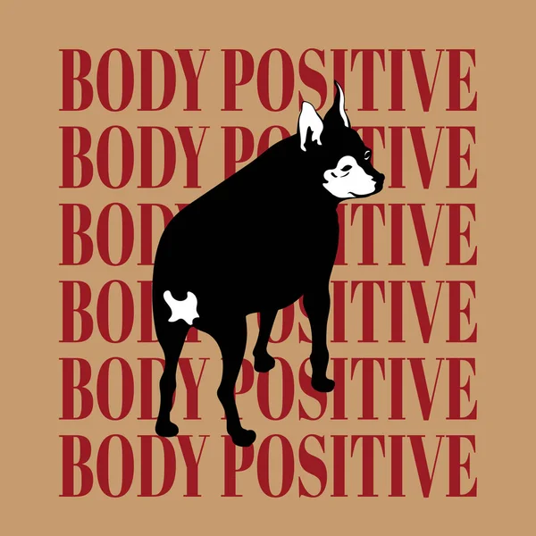Körper positiv. Vektor handgezeichnete Illustration von Toy Terrier isoliert. — Stockvektor
