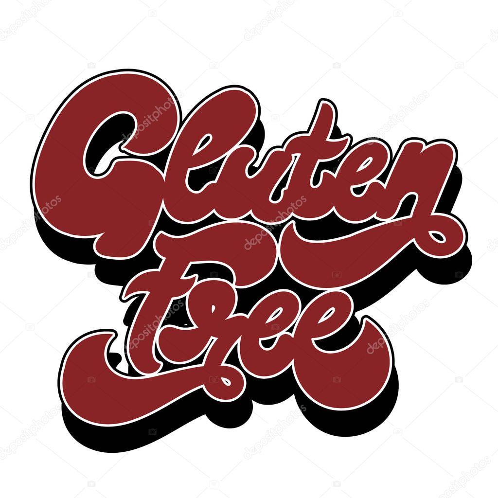 Gluten free. Vector hand drawn lettering isolated.