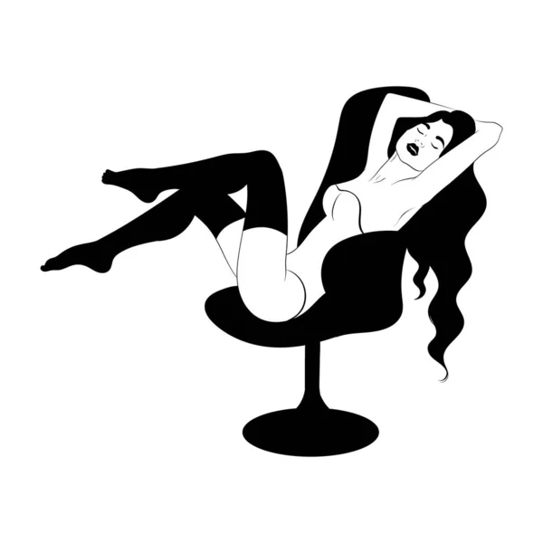 Illustration vectorielle dessinée à la main de fille dans un fauteuil isolé . — Image vectorielle