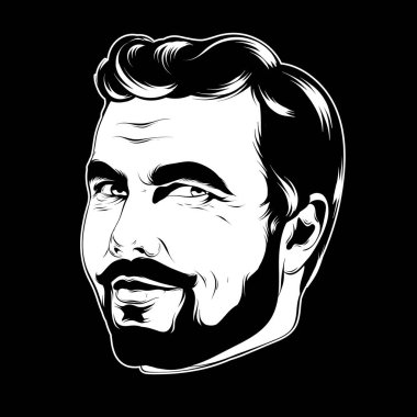 Sakallı adamın vektör el çizilmiş illüstrasyonizole.
