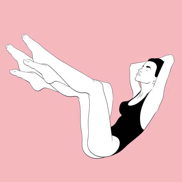 Illustration vectorielle dessinée à la main de fille en maillot de bain avec quatre jambes isolées . — Image vectorielle