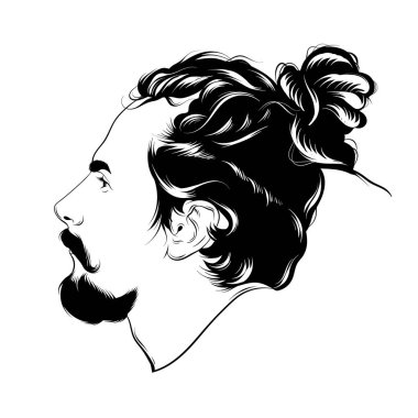 Vektör el dreadlocks ve sakal izole ile adam çizilmiş illüstrasyon.