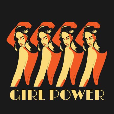 Girl power. Vector hand drawn illustration of girls isolated. Creative artwork. Template for card, poster, banner, print for t-shirt, pin, badge, patch. clipart