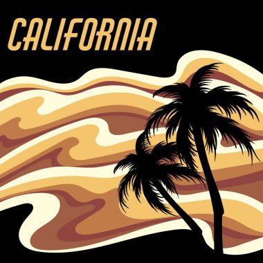 Kaliforniya mı? Avuç içleri izole edilmiş vektör el çizimi. Kart, poster, afiş, tişört, rozet, yama için baskı şablonu.
