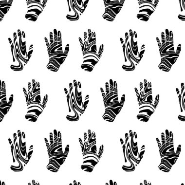 İnsan elinin izole edilmiş bir temsili çizimi. Dövme çizimi. Kart, poster, afiş, tişört, rozet, yama için baskı şablonu.