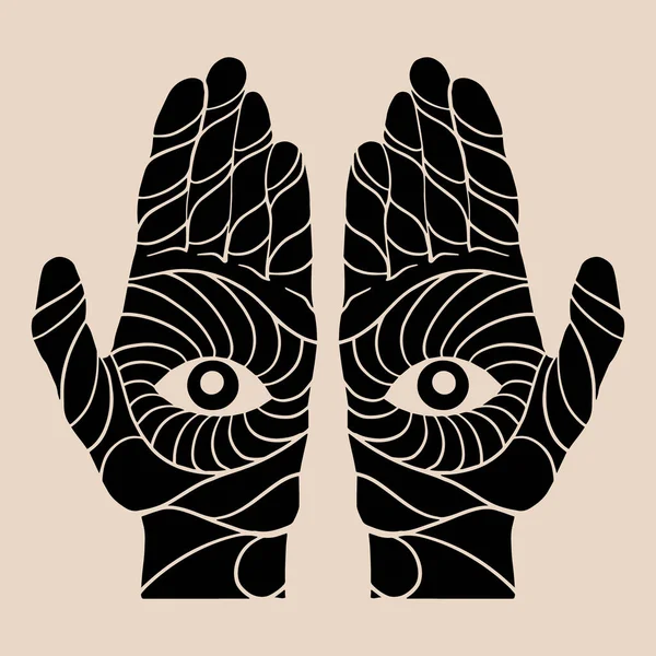 Vektor Handgezeichnete Illustration Menschlicher Hände Isoliert Tätowierung Vorlage Für Karte — Stockvektor