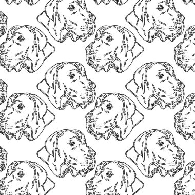 Alman köpeğinin el çizimi ile izole edilmiş vektör deseni. Dövme çizimi. Kart, poster, afiş, tişört, rozet, yama için baskı şablonu.