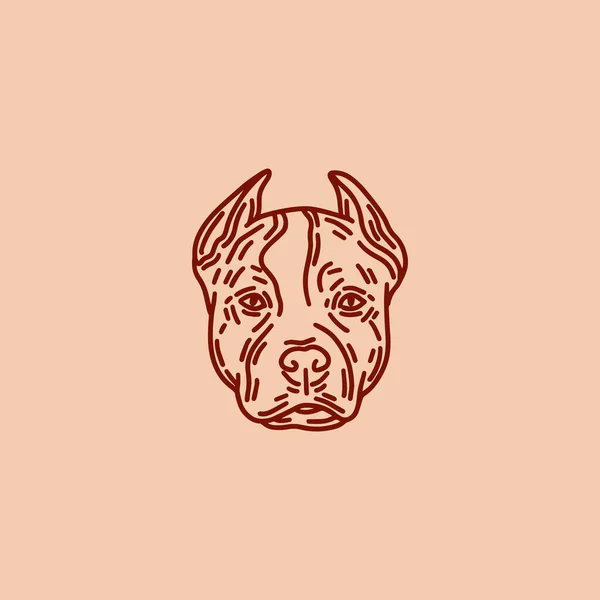 Illustration Vectorielle Dessinée Main Chien Pitbull Isolé Création Tatouage Modèle — Image vectorielle