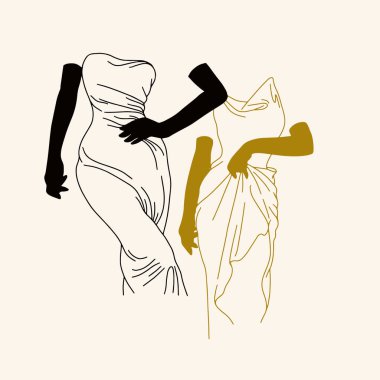 Görünmez bir kadın tarafından izole edilmiş vektör el çizimi. Yaratıcı dövme çizimleri. Kart, poster, afiş, tişört, rozet, yama için baskı şablonu.