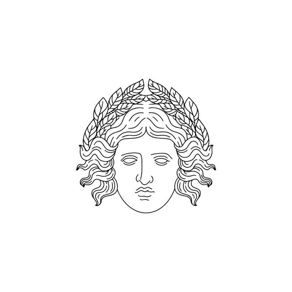 Vektor Kézzel Rajzolt Illusztráció Antik Istennő Babér Villásreggeli Elszigetelt Kreatív — Stock Vector
