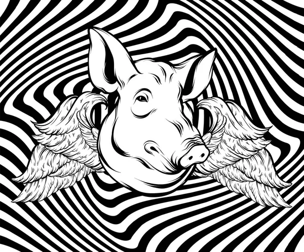 Illustration Vectorielle Dessinée Main Tête Porc Création Tatouage Modèle Pour — Image vectorielle