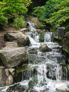 Doğal basamaklı şelale Holland Park'ta London, Büyük Britanya .