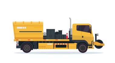 Modern yüksek performans yolun asfalt kaplama kamyon illüstrasyon