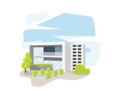 Modern izole lüks çağdaş konut yapı illüstrasyon