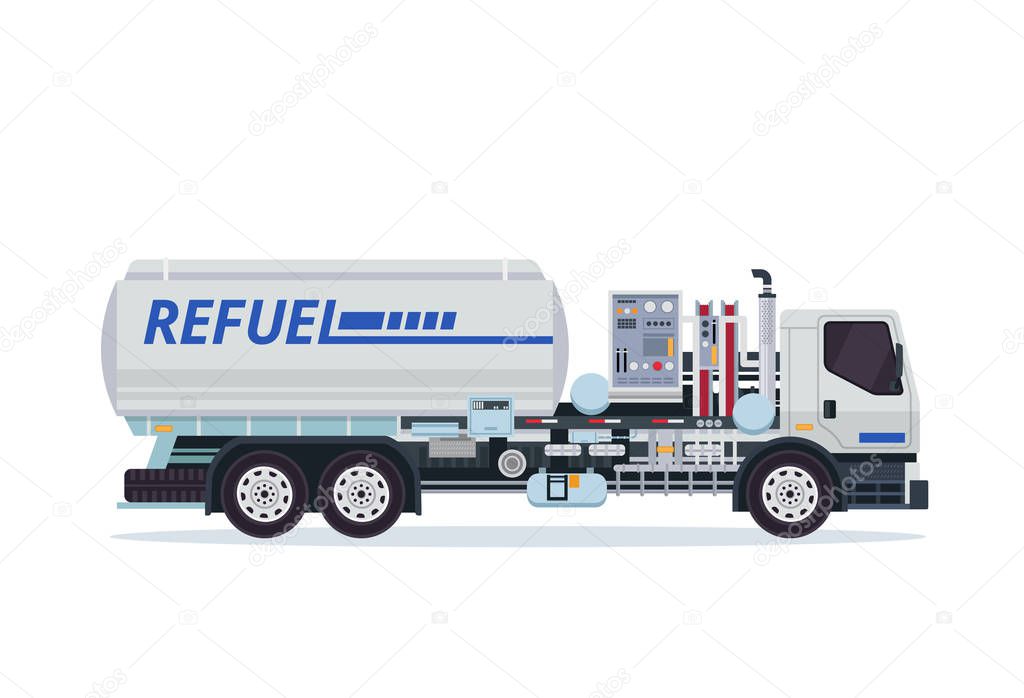 Modern Airport Tank Truck Refueler Ground Support Vehicle Equipment Illustration