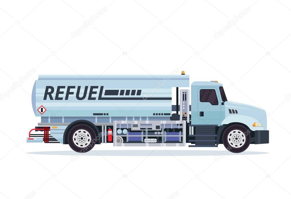 Modern Airport Tank Truck Refueler Ground Support Vehicle Equipment Illustration