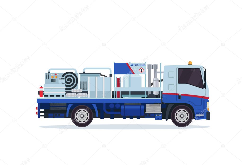 Modern Airport Tank Truck Refueler Ground Support Vehicle Equipment Illustration
