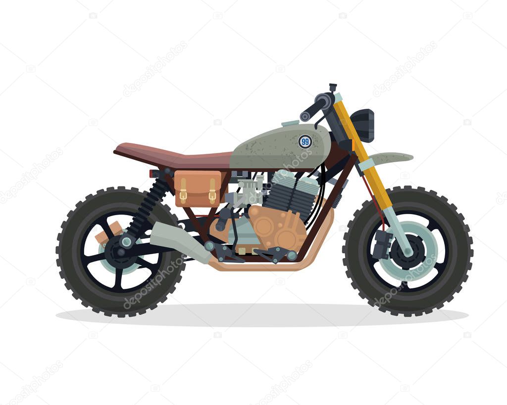 Modern Extreme Sport Motocross Bike Illustration In Isolated White Background