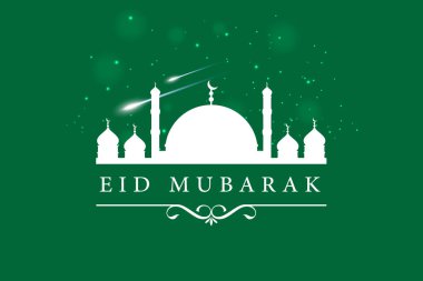 Modern İslam Eid Mubarak geniş arka plan afiş ve kart illüstrasyon