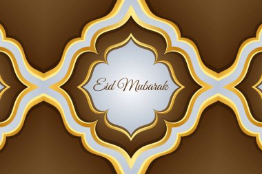 Modern İslam Eid Mubarak geniş arka plan afiş ve kart illüstrasyon