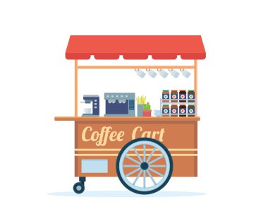 Modern yaz iş sıcak kahve sepeti sokak gıda sepeti illüstrasyon izole beyaz arka planda