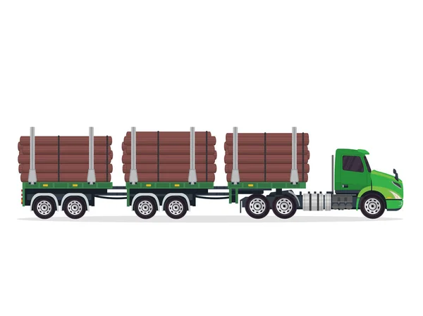 Illustrazione Commerciale Moderna Della Spedizione Del Camion Registrazione Legno Grande — Vettoriale Stock