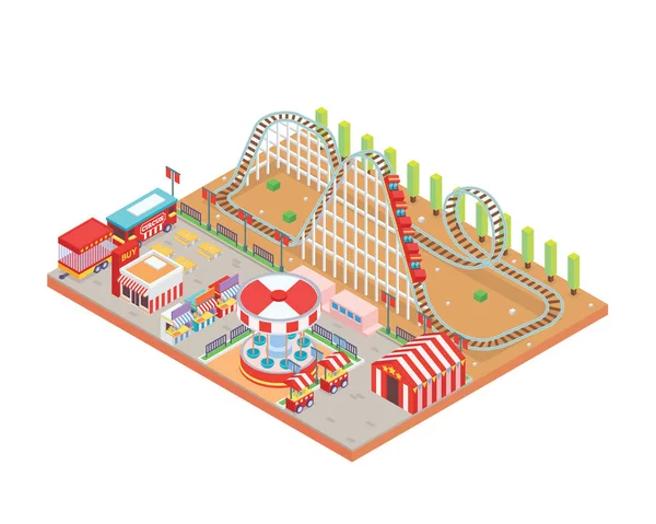Moderne Geïsoleerde Circus Pretpark Cartoon Afbeelding — Stockvector