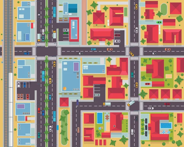 Dettaglio Moderno Alloggio Urbano Area Commerciale Della Mappa Dalla Vista — Vettoriale Stock