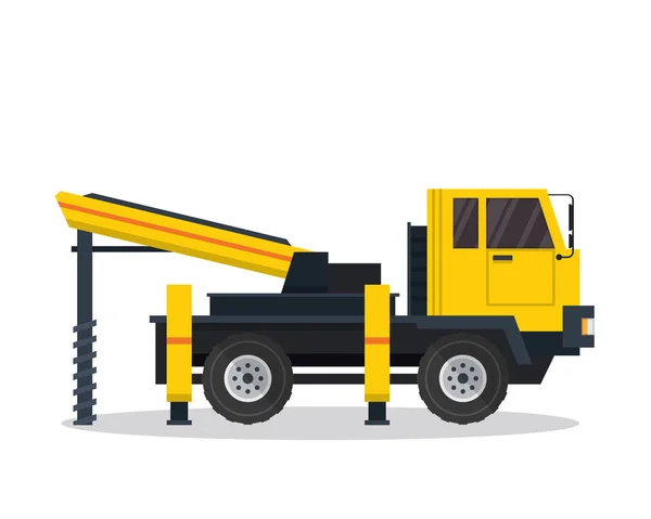 Illustration Moderne Véhicule Construction Isométrique Camion Grue Hydraulique — Image vectorielle