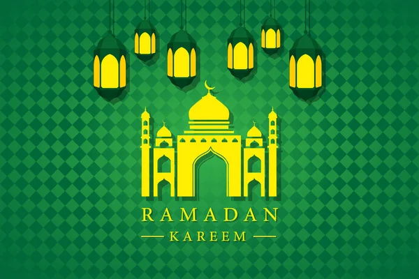 Modern Islamic Eid Mubarak Wide Background Banner Card Illustration — Vector de stoc