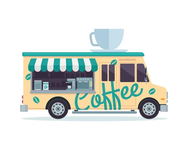 Véhicule Camion Alimentaire Commercial Délicieux Moderne Café — Image vectorielle