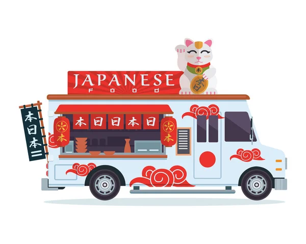 Moderner Köstlicher Foodtruck Japanisches Essen — Stockvektor
