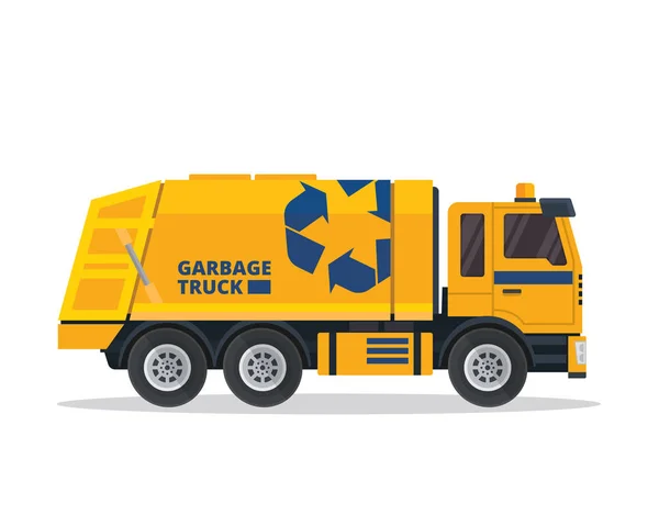 Moderne Flache Isolierte Müllwagen Illustration — Stockvektor