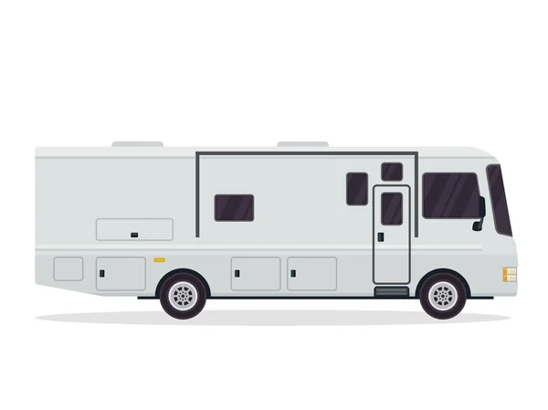 Moderna Plana Motorhome Vehículo Ilustración Adecuado Para Libro Icono Impresión — Archivo Imágenes Vectoriales