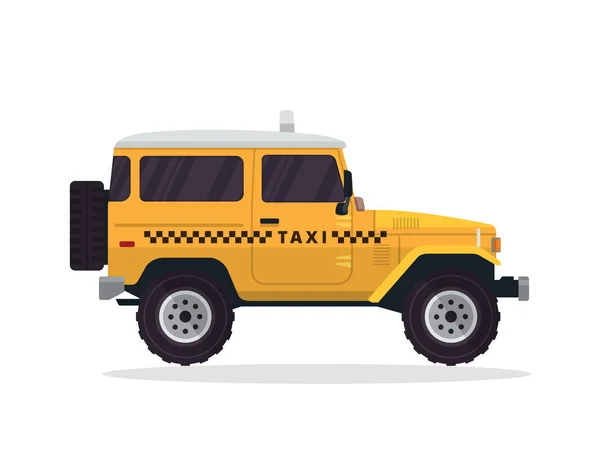 现代城市黄苏家庭出租车车辆插画 — 图库矢量图片