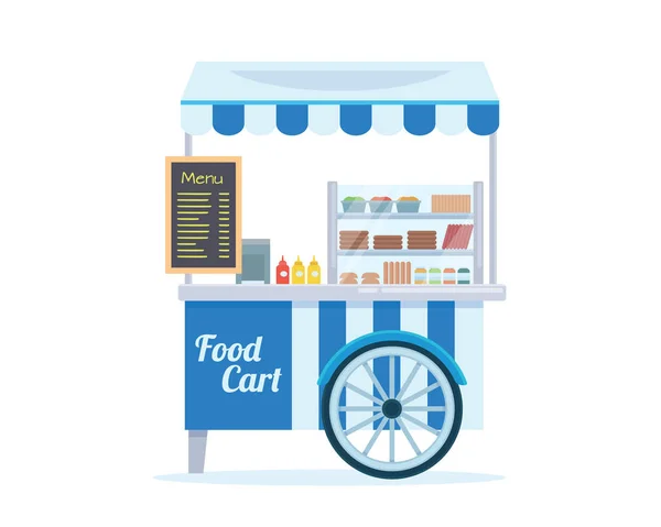 Modern Summer Business Street Food Snack Stand Cart Illustration Isolated - Stok Vektor