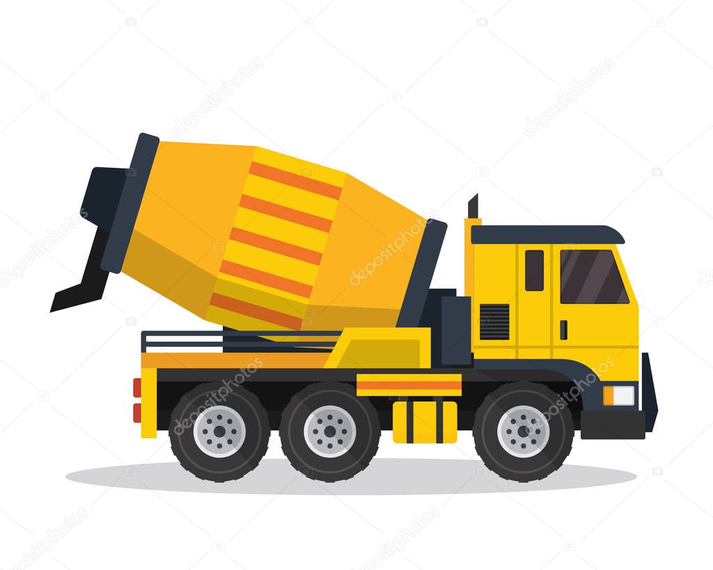 Modern Isometric Construction Vehicle Illustration - Cement Mixer Truck