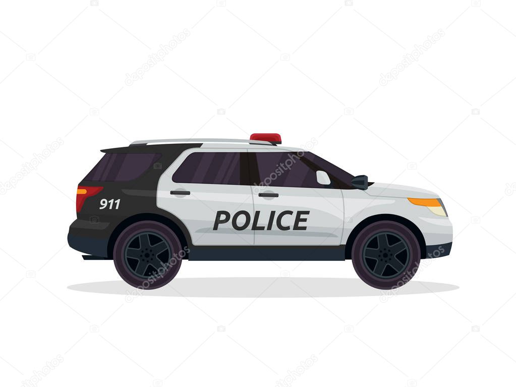 Modern Urban Police Patrol Vehicle Illustration Logo