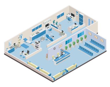 Modern izometrik diş kliniği sahne iç tasarım, oyun varlık, Infographic, Web afiş, baskı tasarımı, Diyagram ve diğer ilgili fırsat için uygun