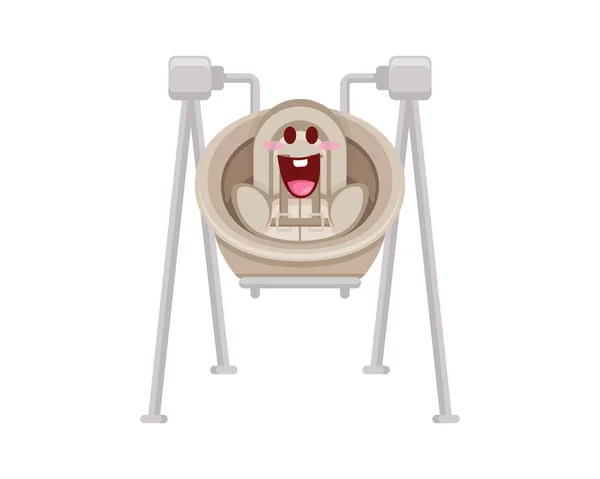 Schattige Pasgeboren Baby Bouncer Swing Cartoon Karakter Illustratie Geïsoleerde Witte — Stockvector