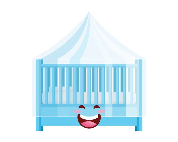 Cute Newborn Baby Crib Cartoon Character Illustration In Isolated White Background