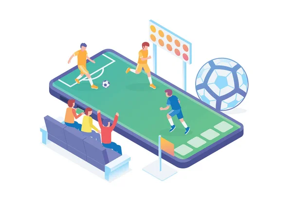 Modern Isometric Smart Live Soccer Competition Streaming Suitable Diagrams Infographics — Stock Vector