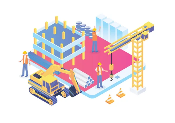 Modern Smart Isometric Construction Page Alkalmas Diagramok Infografikák Illusztráció Egyéb — Stock Vector