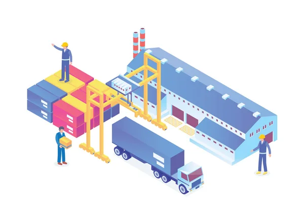 Ilustración Moderna Actividad Carga Logística Isométrica Conveniente Para Los Diagramas — Vector de stock