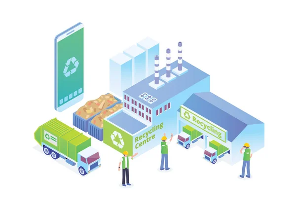 Nowoczesne Isometric Smart Recycling Factory Technologia Ilustracja Nadaje Się Diagramów Wektory Stockowe bez tantiem