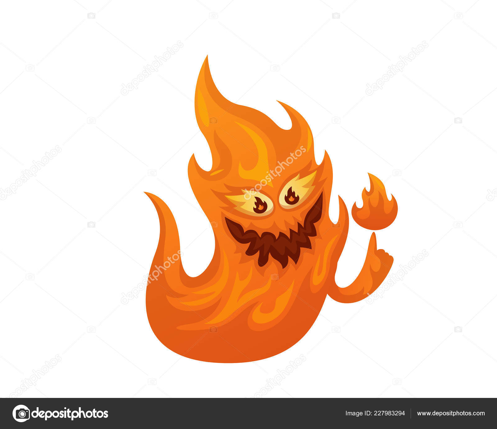 Ilustração de personagem de desenho animado bonito monstro de fogo alegre