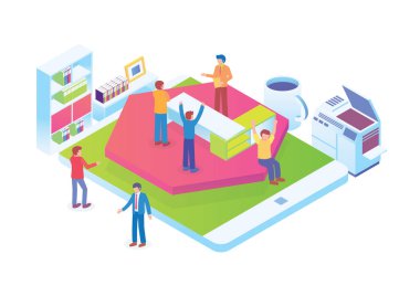 Modern Isometric Smart Startup Ortamı İllüstrasyonu, Diyagramlar, Infografikler, Kitap İllüstrasyonu, Oyun Varlığı ve Diğer Grafiksel İlgili Varlıklar İçin Uygun