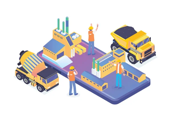 Modern Isometric Smart Factory Manufacturing Facilities Illustration Suitable Diagrams Infographics - Stok Vektor